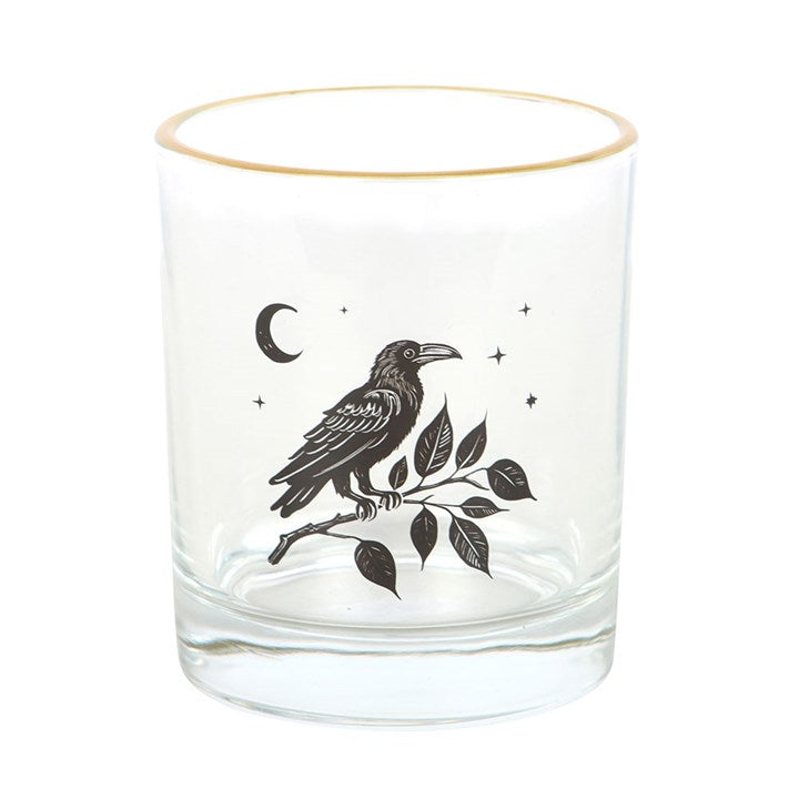 Perched Raven drinking glass