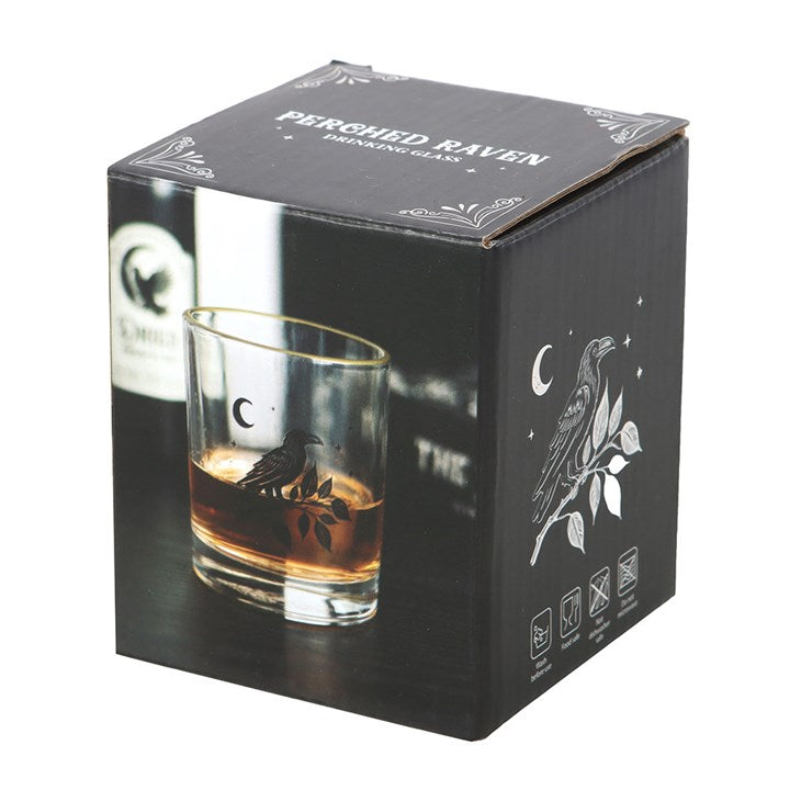 Perched Raven drinking glass