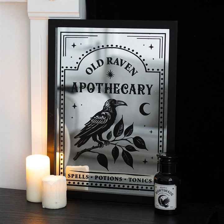 Old raven Apothecary mirrored wall art