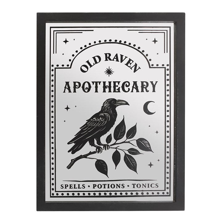 Old raven Apothecary mirrored wall art
