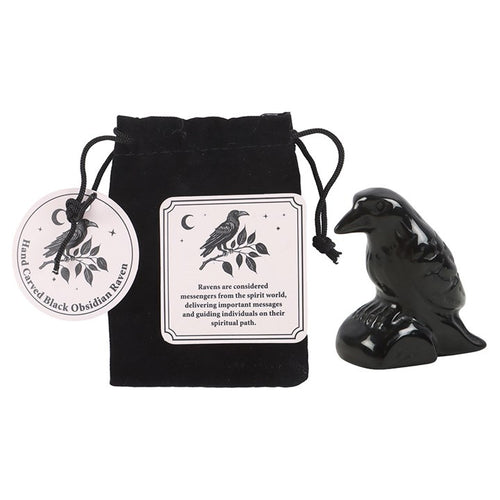 Black Obsidian raven ornament ornament in a bag