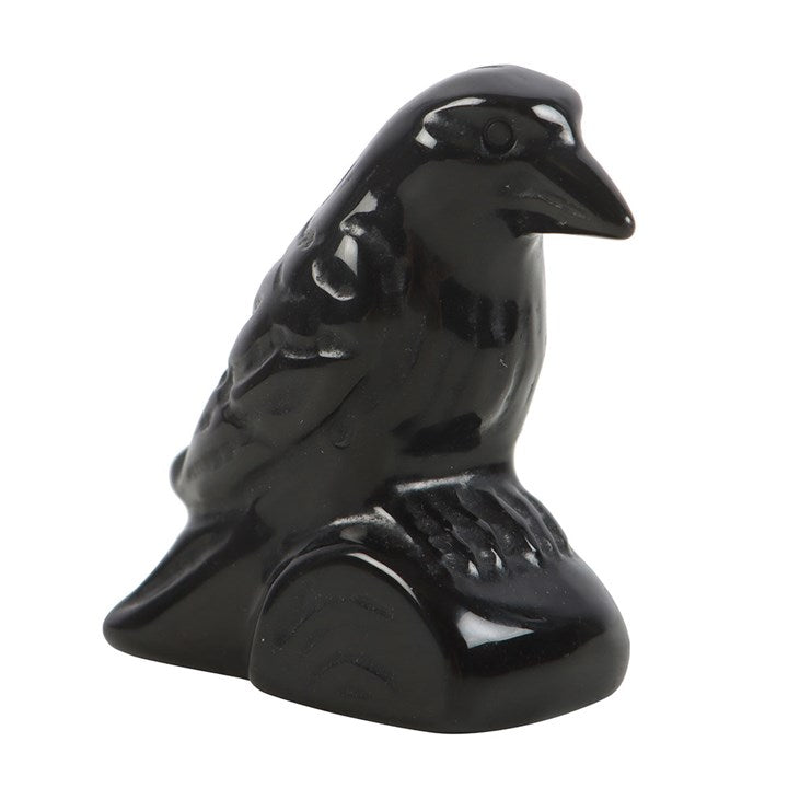 Black Obsidian raven ornament ornament in a bag